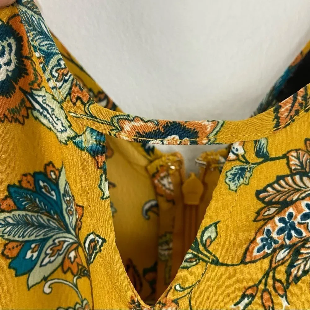 Forever 21 Womens Harvest Yellow Floral Wide Leg Jumpsuit Boho Cottagecore 3X - Picture 7 of 12